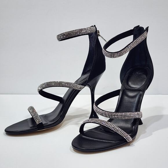 Marc Fisher Shoes - Marc Fisher Carita Ankle Strap Heled Sandals Rhinestone Detail Black Size 6.5
